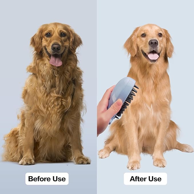 3in1 Cat Steam Brush,Multifunctional Rechargeable Cute Steamy Pet Brush for Short Or Long Hair Cats/Dogs To Massage/Clean/Eliminate Flying&Tangled Hair With USB Cable-Blue Whale