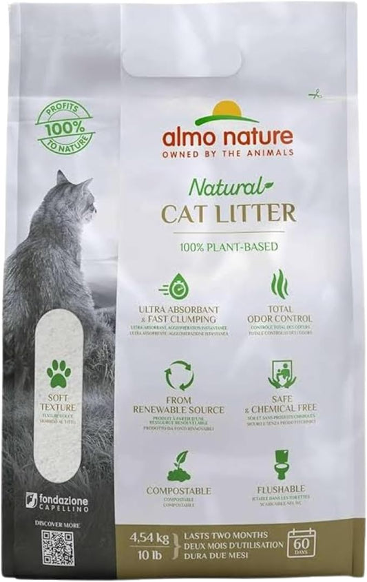 Almo Nature: Natural Unscented Cat Litter - 10 lbs - Non-Toxic, 100% Plant-Based, Clumping, Biodegradable, Compostable, for Cats & Kittens