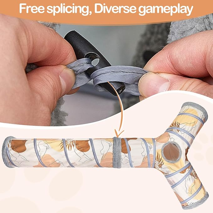 Glittme Cat Tunnel, 3 Way Cat Tunnels for Indoor Cats with 3 Toy Balls, Peekaboo Cat Cave, Collapsible Cat Tubes and Tunnels for Cat, Puppy, Kitty