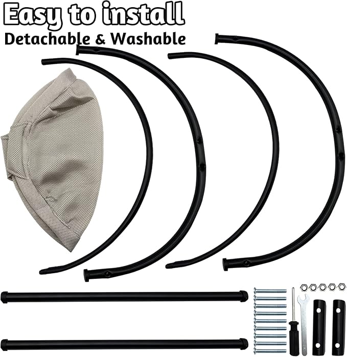 Fhiny Cat Hammock Bed, Removable & Washable Elevated Pet Hanging Nest Free-Standing Breathable Cooling Cot Sofa with Heavy Duty Iron Frames for Indoor Cats Kitten Puppy Sleeping