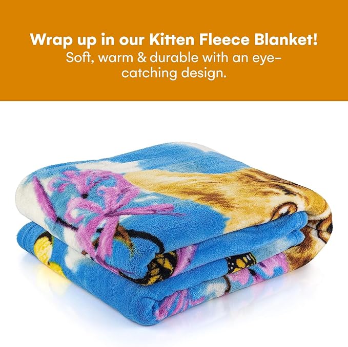 Dawhud Direct Wonder Kitten Fleece Blanket for Bed, 50" x 60" Cat Fleece Throw Blanket for Women, Men and Kids - Super Soft Plush Kitten Blanket Throw