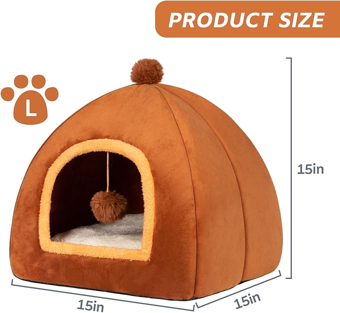 Cat Bed Cave for Indoor Cats,Cat House Tent Bed with Removable Washable Cushioned Pillow, 2-in-1 Kitten Beds for Indoor Kittens,Pet Bed