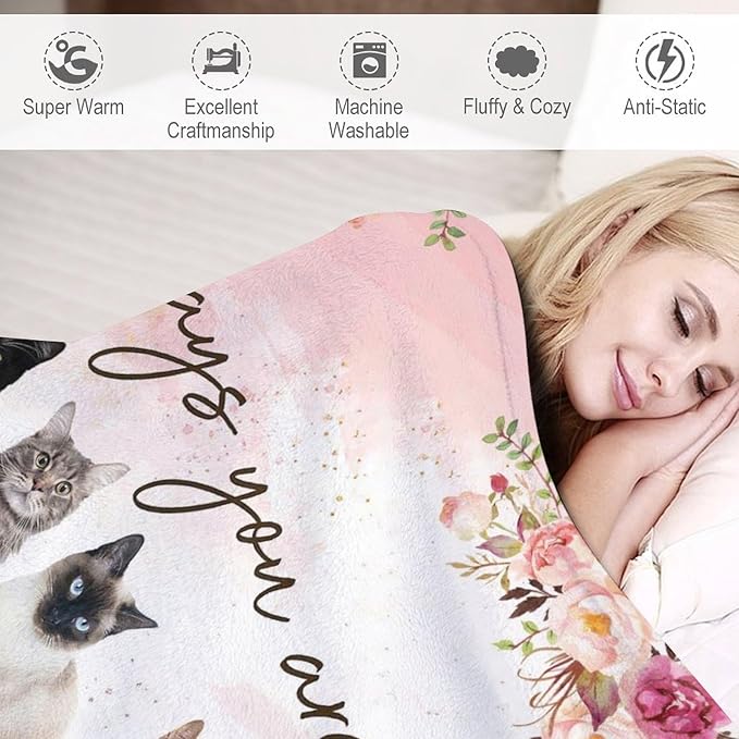 Cat Blanket Cat Gifts for Girls Boys Woman Kids Cat Lover God Says You are Throw Blankets Soft Blanket Warm Fleece Flannel Plush Blankets for Bed Sofa Couch 50"x60"