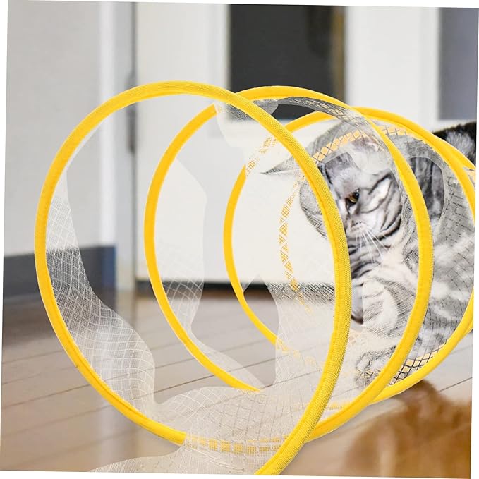 Foldable Cat Tunnel Toy for Kittens Interactive Scratching Plaything with Crinkle Ball Feather Indoor Cat Activity Tunnel Design for Fun and Engagement