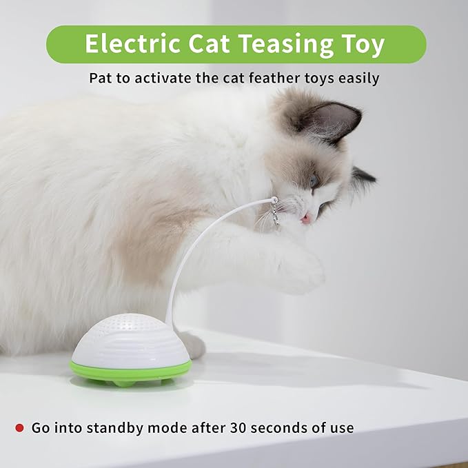 PETGEEK Automatic Cat Toy, Interactive Cat Toy with Mouse Sound Squeaky, Kitty Toys for Cat Small, Feather Cat Toys for Indoor Cats, Best Gift for Birthday, Thanksgiving, Christmas, New Year