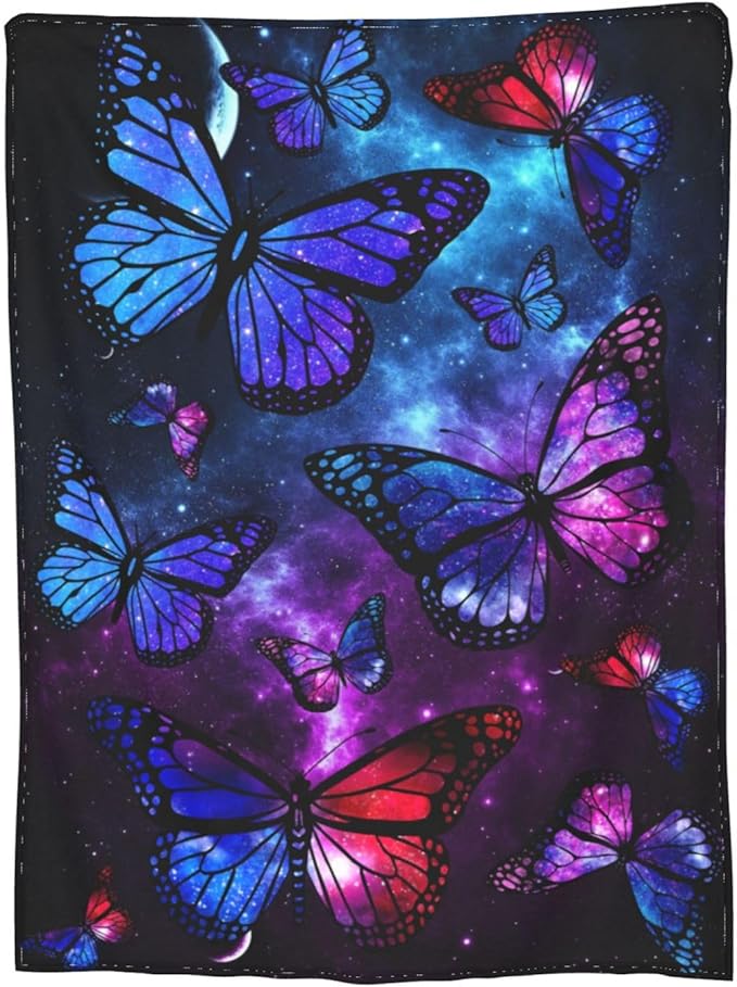 Ultra-Soft Microfiber Throw Blanket 330 GSM Fuzzy Fleece Blanket for Adults Kids Gift Couch, Sofa, Bed Butterfly 80"x60"