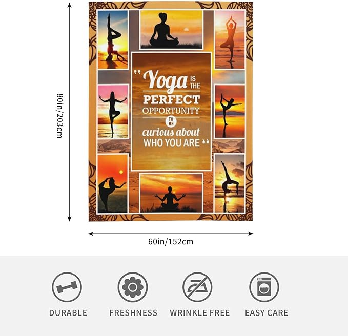 Yoga Sport Blanket - Ultra Soft Cozy Fleece Yoga Meditation Throw Blanket - Fuzzy Plush Bedding Blankets for Kids, Teens, Adults, Girls, Boys, Women, Men - 80"x60"