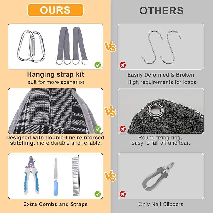 BEAUTYZOO Dog Grooming Hammock, Small Dog Sling for Nail Trimming, Dog Hanging Harness for Claw Care with Thick Fabric Neck Support Wide Strap Restraint Cat Grooming Hammock, Black XS