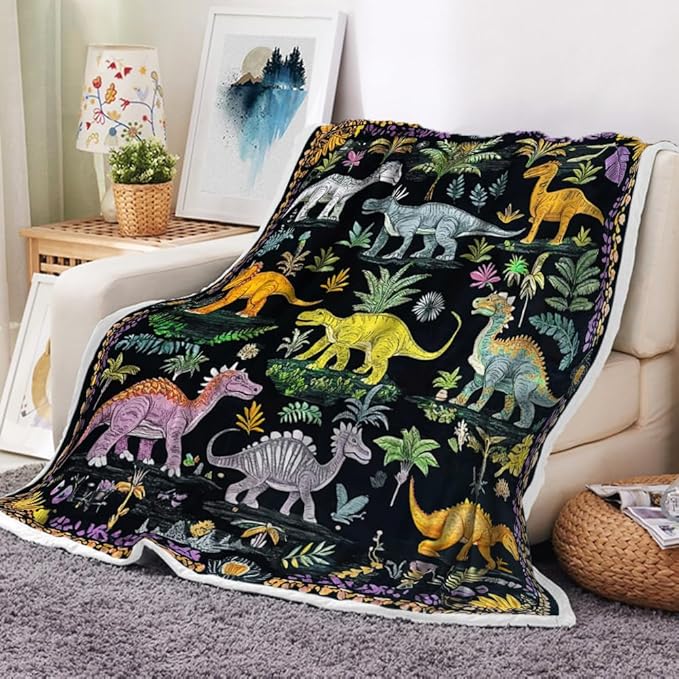 Funny Dinosaur Blankets for Boys, Cute Dino Throw Blanket All Season Dinosaur Lovers Cozy Soft Lightweight Warm Flannel Fleece Blankets Cozy Soft Blanket Gifts for Women Men Girls Boys Pet Kids