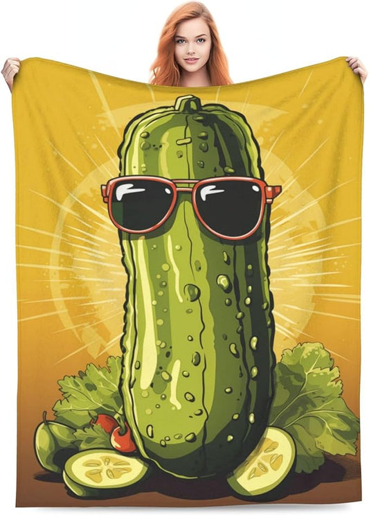 Funny Pickles Dill Blanket Gifts for Grils Women Flannel Throw Blankets for Home Couch Bed Sofa Soft Fuzzy Lightweight Decor All Season 60x50 Inches