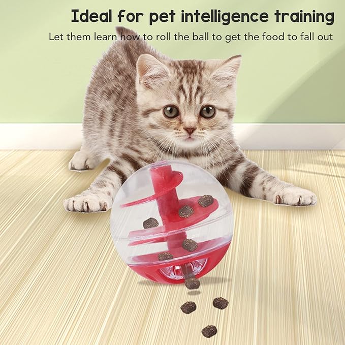 Cat Treat Toy, Cat Treat Dispenser Interactive Kitten Puzzle Toy, Cat Food Dispenser Toy Cat Treat Ball Dispenser Feeder Treat Ball for Treats Less Than 0.4in in Diameter