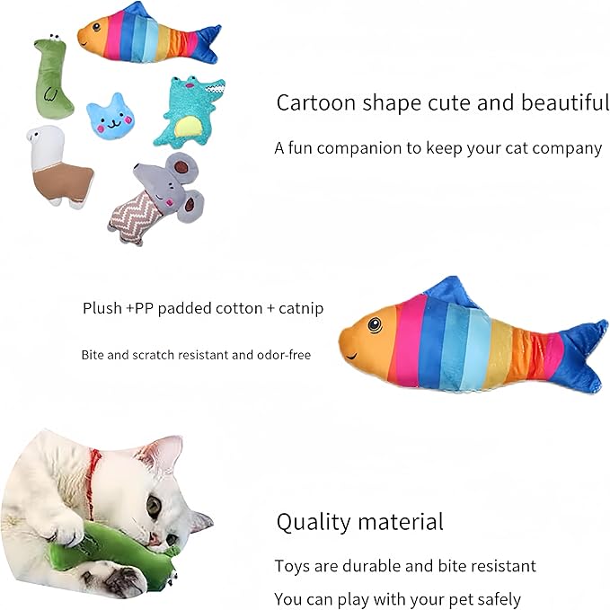 Cat Toys,Catnip Toys for Indoor Cats - 6Pcs Bite Resistant with Different Shapes Cat Chew Toys&Cat Kick Toys