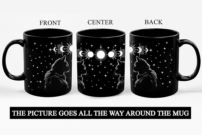 Black Cat Mug - Cat Lover Gifts For Women, Funny Goth Coffee Mug - Witchy Gifts For Women & Goths (11Oz)