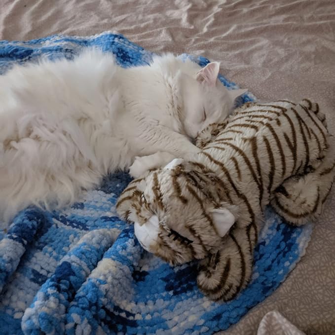 Original Snuggle Kitty Heartbeat Stuffed Cat Toy by Snuggle Puppy. Pet Anxiety Relief and Calming Aid for All Breed Sizes in Tan Tiger