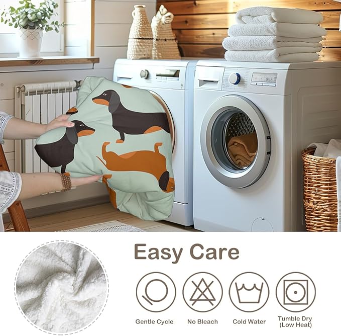 Dachshund Fleece Throw Blanket for Couch: Dog Sherpa Blanket for Dog Lovers - Soft Dachshund Gifts for Women, (Throw 50" X 60")