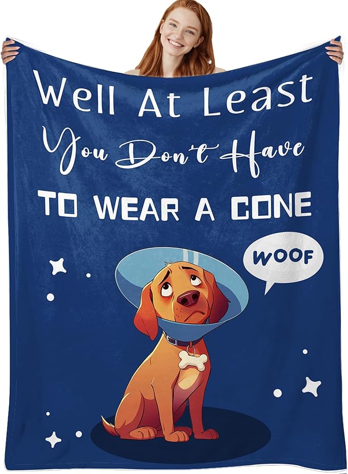 Get Well Gifts for Women After Surgery, Get Well Soon Gifts for Women/Men After Surgery, Recovery Blanket Present, Dog Lovers Blanket, Blue Dog Present