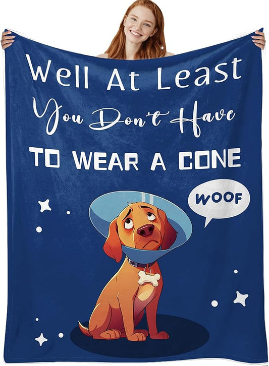 Get Well Gifts for Women After Surgery, Get Well Soon Gifts for Women/Men After Surgery, Recovery Blanket Present, Dog Lovers Blanket, Blue Dog Present