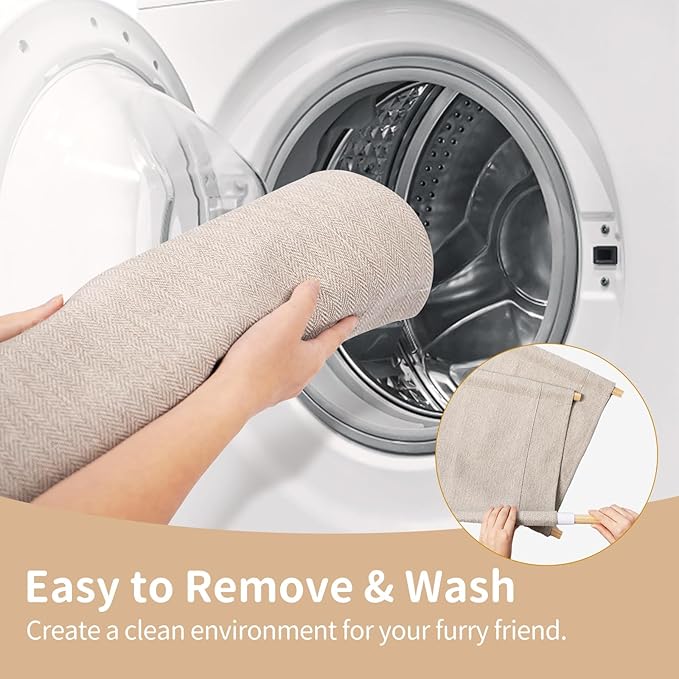 Cat Hammock, Dog Bed, Cat Beds for Indoor Cats, Pine Wood Double Cat Bed, 2 Tier Elevated Cat Bed with Breathable & Washable Covers, 20 x 16.5 x 13 Inch