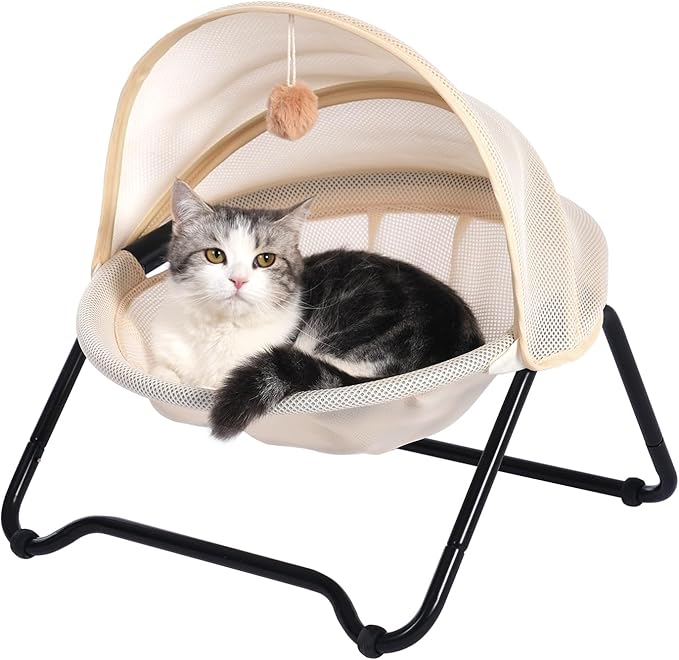 Cat Bed, Cat Hammock, Free-Standing Elevated Pet Hammock Bed, Small Dog Bed with Removable Washable Mesh, for Sleeping Pets up to 20 lb, Couch for Indoors (Yellow)