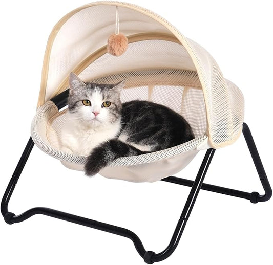 Cat Bed, Cat Hammock, Free-Standing Elevated Pet Hammock Bed, Small Dog Bed with Removable Washable Mesh, for Sleeping Pets up to 20 lb, Couch for Indoors (Yellow)