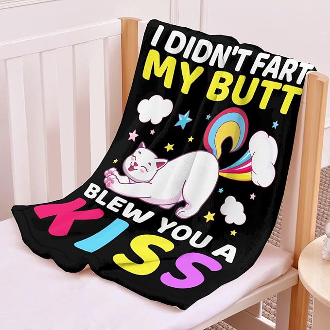 Funny Cat Blanket for Girls Boys - 120x90 Inches Soft Flannel Throw for Teen Women Men Adult - Cute Cat Lover Gift for Birthday Christmas Halloween - King Size Bed Sofa Couch
