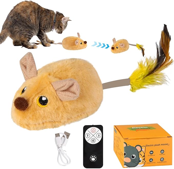 Remote Control Mouse Toy,2024 New Remote Control Cat Toys Mice Electronic Moving Toy,Interactive Cat Toy Mouse Moving Cat Toys for Indoor Cats