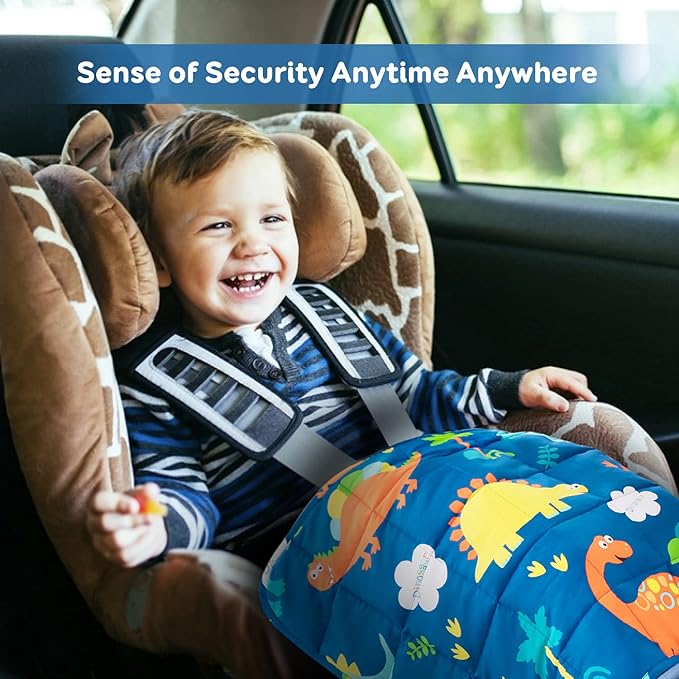 Sivio Weighted Lap Pad 3lbs, Cotton Weighted Blanket Sensory Weighted Lap Blanket Indoor Outdoor, 20 x 30 Inch, Blue Dinosaur