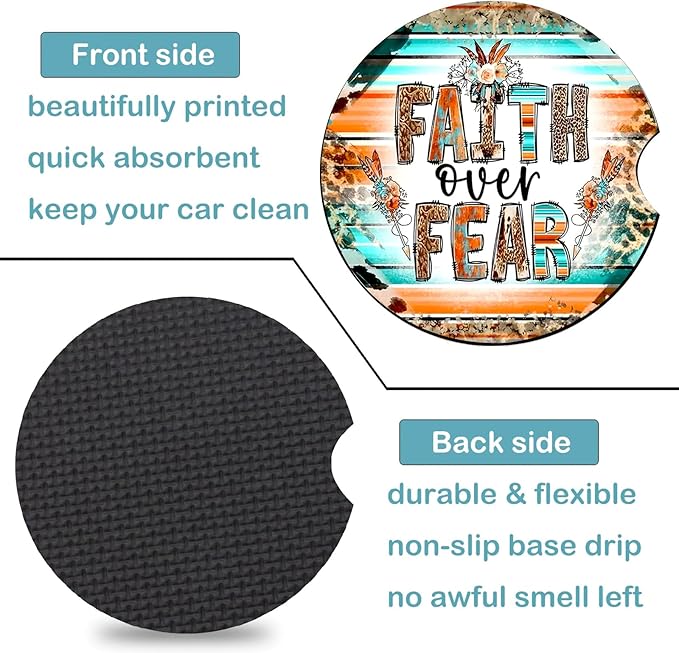 Car Coasters for Cup Holders,2 Pack Christian Gifts Car Cup Holder Coasters,2.75" Universal Size Anti Slip Rubber Mat,Automotive Cup Holder Decal Decor Accessories,Walk by Faith Gifts for Women,Mom