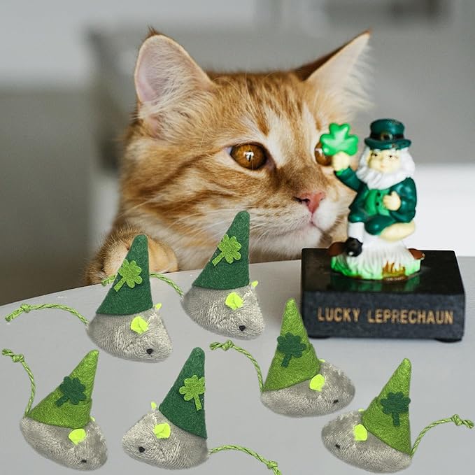 St. Patrick's Day Cat Toy Catnip Toy Mouse Toy-6 Packs