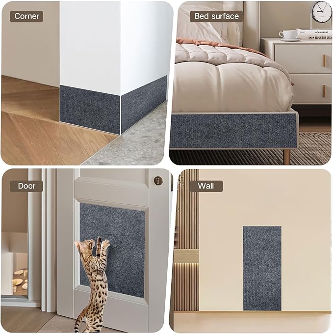 2 Pcs Cat Scratching Mat, Climbing Self Adhesive Cat Scratch Pad, Adjustable Sofa Protection Pad, Cat Climbing Pad Wall Sticker, Cat Scratch Board to Protect Furniture (Dark Gray, 39.3’’x15.7’’)