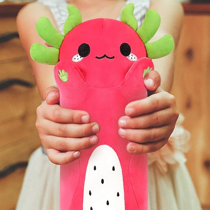 PEACH CAT Long Dragon Fruit Axolotl Stuffed Animal Kawaii Pitaya Axolotl Plush Pillow Toy for Girls and Boys 34"