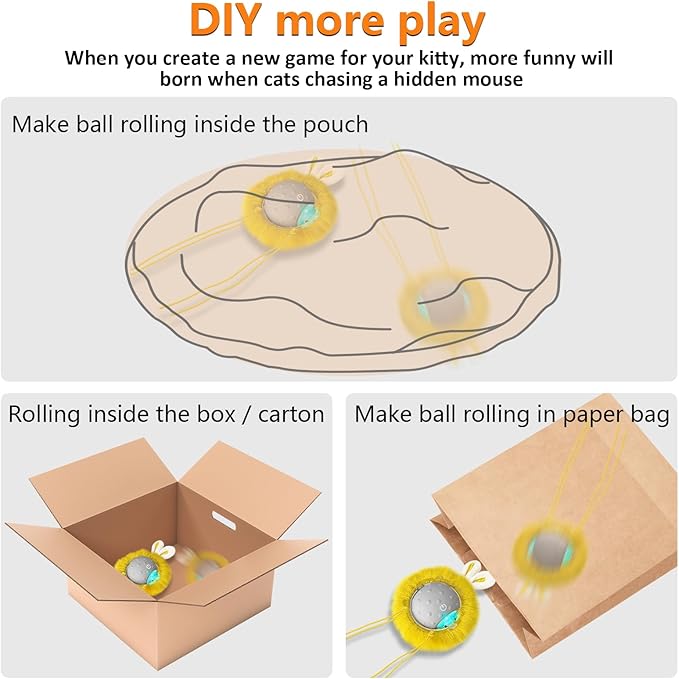 Interactive Cat Toys Ball Paw Activated, Super Power Cat Exercise Toys for Indoor Cats (Grey)