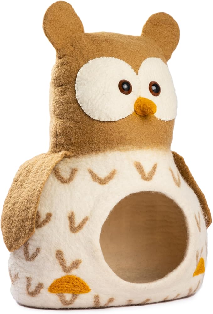 Luxurious Eco-Friendly Merino Wool Cat Cave Bed Sloth - Foldable Hideaway Pod for Indoor Cats - Premium Felt Kitten Beds - Covered Cat House for Ultimate Cozy Comfort by Woolygon