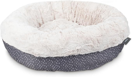 Fringe Studio Beans Charcoal Small Circle Pet Bed 18"- Poly Filled with Faux Fur Interior - Machine Washable