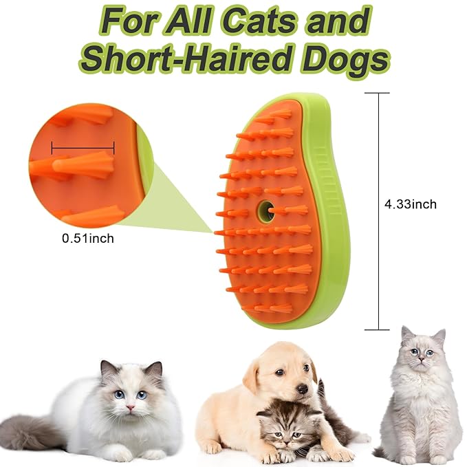 4-in-1 Self-Cleaning Steam Grooming Brush - Efficient Massage, Hair Removal, Tangle-Free Care for Cats and Dogs (Yellow)