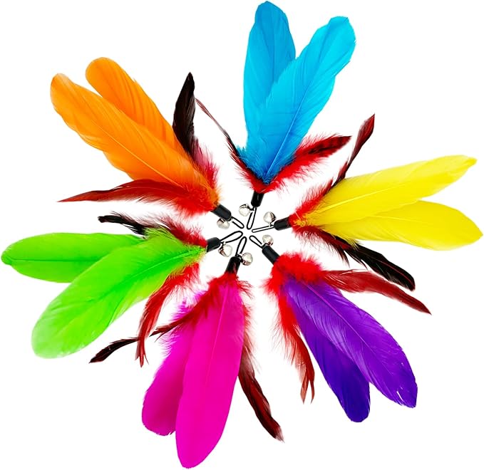 Cat Feather Toys Refills Cat Wand Replacement Feathers, 14 PCS Feathers Cat Toy Refills, Cat Toys Feathers for Cat Wand