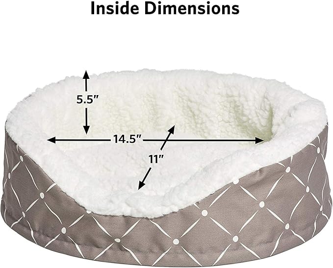 Midwest Homes for Pets CU20MRD Couture Orthopedic Cradle Pet Bed for Dogs & Cats, X-Small, Mushroom/White Diamond Pattern
