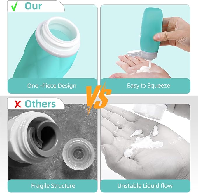 17 Pack Silicone Travel Bottles Kit for Toiletries, TSA Approved Travel Size Portable Refillable Pouch Containers Leak Proof Travel Accessories Essentials Set for Shampoo Conditioner Lotion