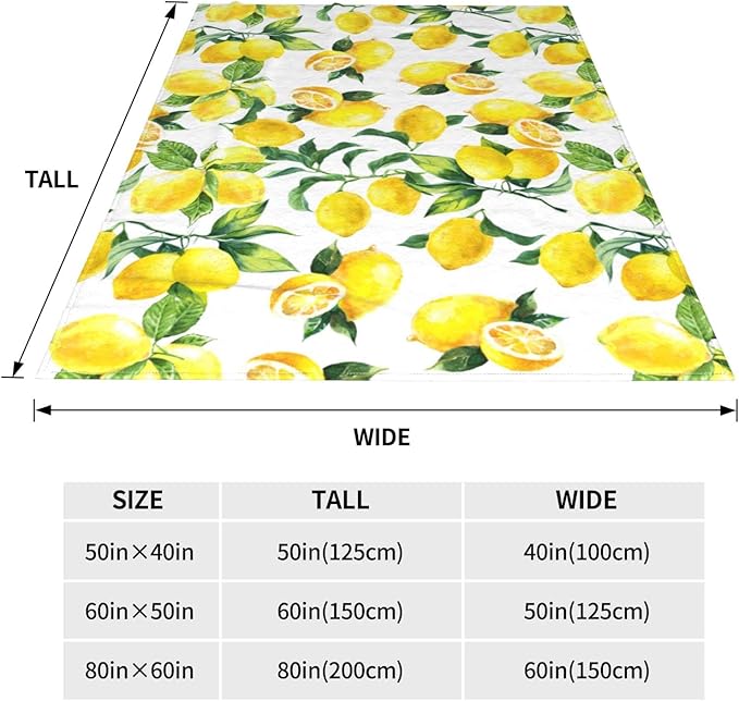 Fuzzy Throw Blanket 350 GSM Fleece Ultra-Soft Microfiber Blanket for Adults Kids Gift Couch, Sofa, Bed Lemon 80"x60"