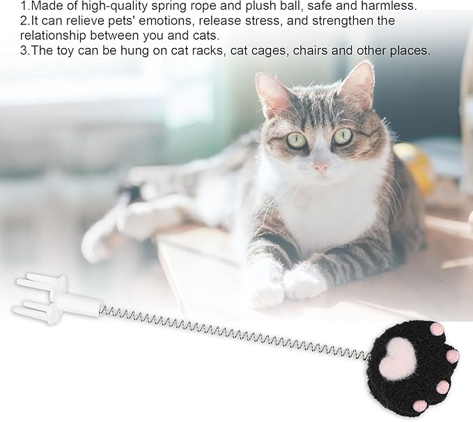 GLOGLOW Cat Teaser Wand, Metal Wire Spring Cat Toy Plush Teaser Interactive Toy for Indoor Cats Kitty Exercise and Play(Black) Mice & Animal Toys
