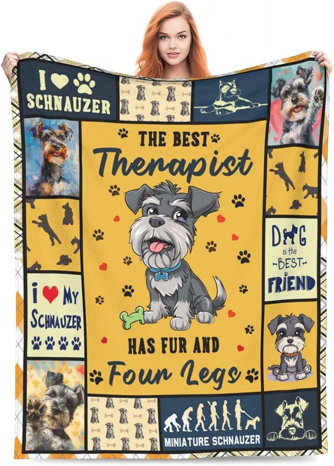Miniature Schnauzer Dog Blanket Schnauzer Decor Throw Blanket Super Warm Soft Plush Lightweight Fleece Flannel Blanket Gifts for Dog Lovers Girls Women Boys Kids for Winter Couch Bedding 60"X80"