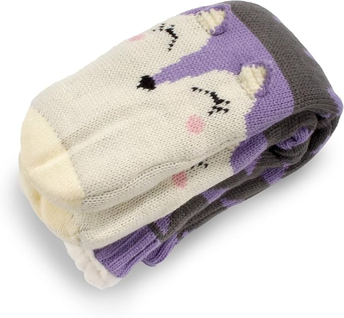 BambooMN Extra Thick Cozy Fuzzy Animal Thermal Cabin Plush Fleece-lined Knitted Crew Socks