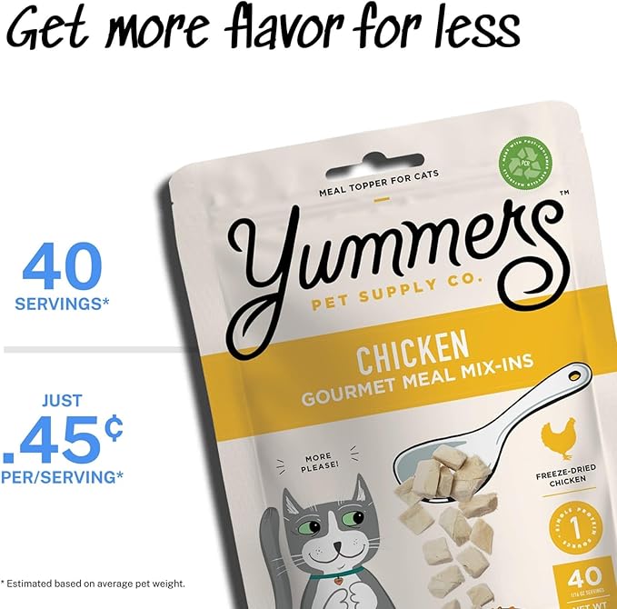 Premium Chicken Meal Mix-Ins, 2.5 oz - Freeze Dried Cat Food Mix Ins - Freeze Dried Cat Meal Toppers - Flavor Cat Food Topper for Dry Food - Cat Food Add Ins