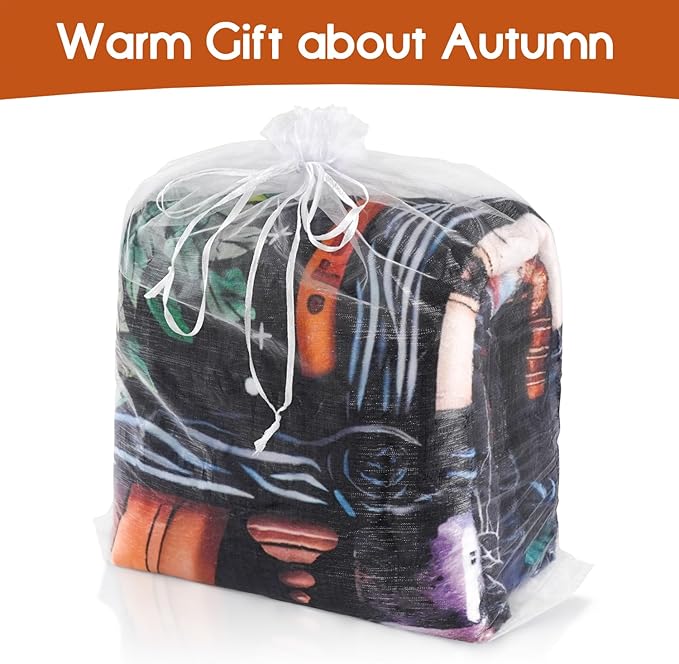 Book Lovers Blanket,Halloween Witches Bookshelf Skulls Black Cat Potions Fleece Blankets for Women Flannel Throw Blanket for Home Living Room Couch Bed Chair or Dorm Decor 60"x50"