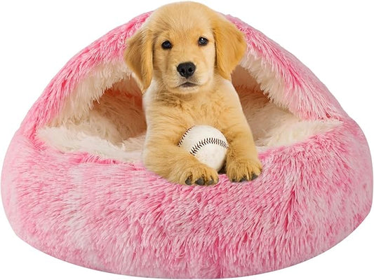 Dog Beds for Small Dogs, Cat Bed Cave, Washable Cute Cat Bed, Cozy Nook Pet Bed for Dogs or Cats, Anti-Slip Puppy Bed Fits up to 5 lbs Pets(Pink, 16" x 16")