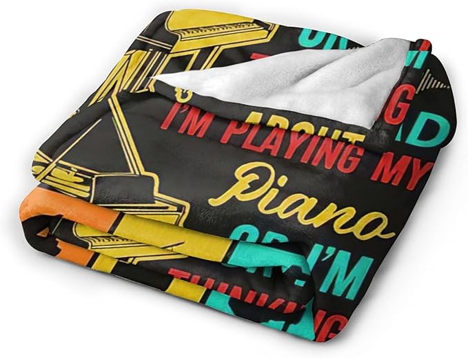 Piano Blanket Musical Instrument Throw Blanket Piano Decor Stuff Merch Cozy Print Flannel Fleece Soft Plush Fuzzy Warm Lightweight Bedding Piano Gifts for Women Men Girls Kids 50"X40"