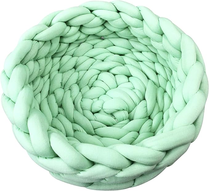 Lucky Monet Cat Basket Bed Cotton Knitted Round Pet Beds for Cats Cute Boho Cat Pet Bed Warm Woven Cat Nest for Puppy Kitten Cats Dogs (11.8", Mint Green)