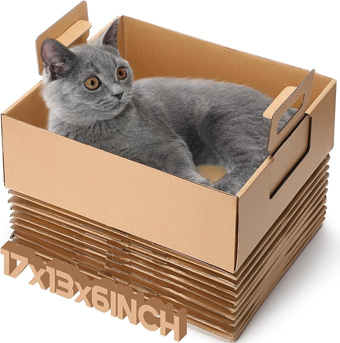 10 Pcs Disposable Litter Boxes for Cats, 17 x 13 x 6 Inches Paper Cat Litter Tray Waterproof, Leakproof, Foldable, Portable Travel Toilet for Cat Kitten Hamster Rabbit Guinea Pig