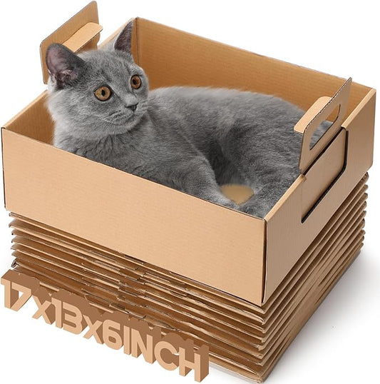 10 Pcs Disposable Litter Boxes for Cats, 17 x 13 x 6 Inches Paper Cat Litter Tray Waterproof, Leakproof, Foldable, Portable Travel Toilet for Cat Kitten Hamster Rabbit Guinea Pig