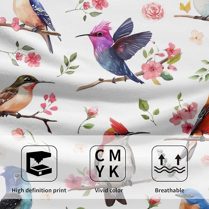 Giwawa Birds Floral Hand Towels Set of 2 Hummingbird Bluejay Decorative Fingertip Towels Soft Quick Dry Absorbent Bathroom Room Kitchen Gym Decor